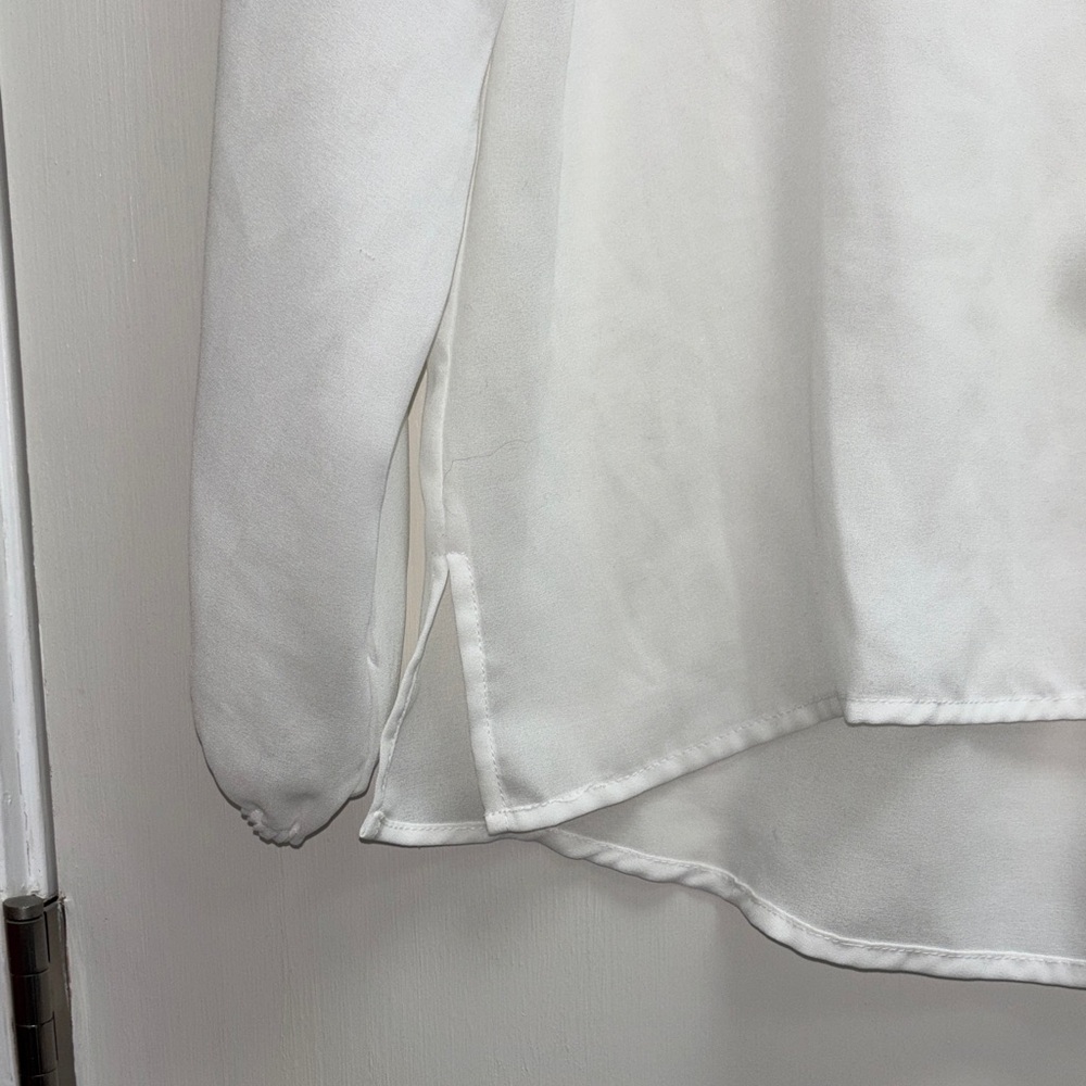 White Button-Front Sheer Blouse - image 4
